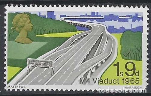 Sellos: GRAN BRETA&Ntilde;A 1968 - PUENTES, VIADUCTO MODERNO M4 DE 1965 - MNH**