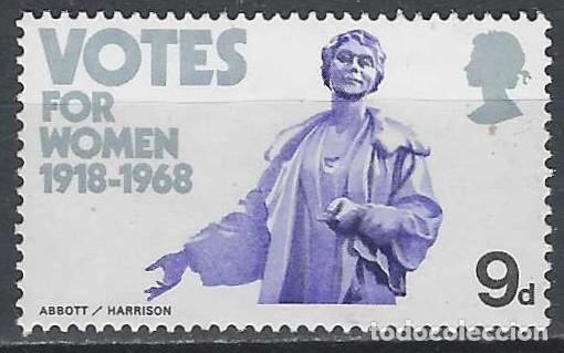 Sellos: GRAN BRETA&Ntilde;A 1968 - ANIVERSARIOS, 50&ordm; A&Ntilde;OS DEL SUFRAGIO FEMENINO - MNH**