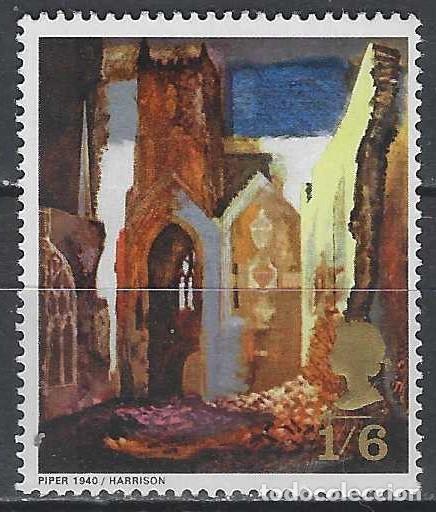 Sellos: GRAN BRETA&Ntilde;A 1968 - PINTURAS, &rdquo;RUINAS DE LA IGLESIA DE STA. MAR&Iacute;A&rdquo;, BRISTOL - MNH**