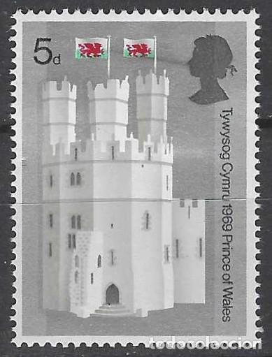 Sellos: GRAN BRETA&Ntilde;A 1969 - CASTILLO DE CAERNARFON, TORRE DEL &Aacute;GUILA - MH*