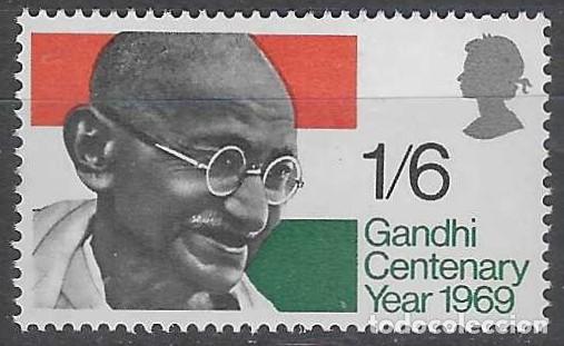 Sellos: GRAN BRETA&Ntilde;A 1969 - CENTENARIO DEL NACIMIENTO DE MATHAMA GANDHI - MH*