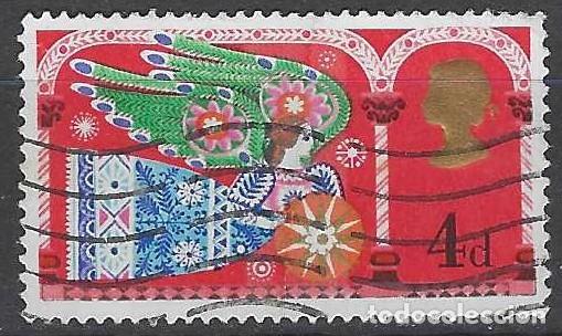 Sellos: GRAN BRETA&Ntilde;A 1969 - NAVIDAD, &Aacute;NGEL - USADO
