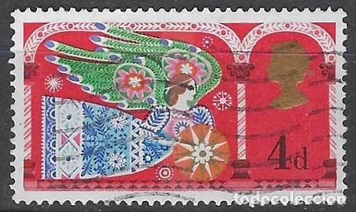 Sellos: GRAN BRETA&Ntilde;A 1969 - NAVIDAD, &Aacute;NGEL - USADO