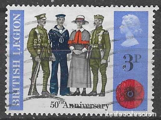 Sellos: GRAN BRETA&Ntilde;A 1971 - ANIVERSARIOS, 50 A&Ntilde;OS DE LA LEGI&Oacute;N BRIT&Aacute;NICA - USADO