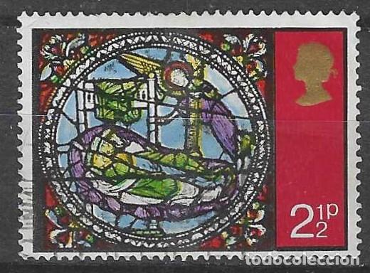 Sellos: GRAN BRETA&Ntilde;A 1971 - NAVIDAD, VIDRIERAS DE LA CATEDRAL DE CANTERBURY, 2&frac12;P - USADO