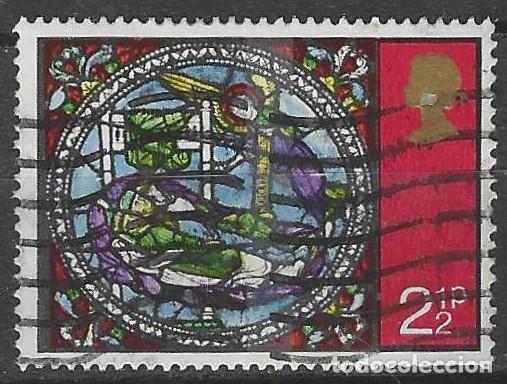 Sellos: GRAN BRETA&Ntilde;A 1971 - NAVIDAD, VIDRIERAS DE LA CATEDRAL DE CANTERBURY, 2&frac12;P - USADO
