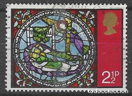 Sellos: GRAN BRETA&Ntilde;A 1971 - NAVIDAD, VIDRIERAS DE LA CATEDRAL DE CANTERBURY, 2&frac12;P - USADO
