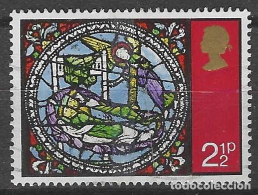 Sellos: GRAN BRETA&Ntilde;A 1971 - NAVIDAD, VIDRIERAS DE LA CATEDRAL DE CANTERBURY, 2&frac12;P - USADO