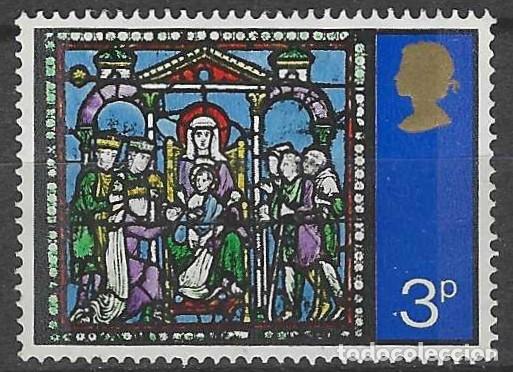 Sellos: GRAN BRETA&Ntilde;A 1971 - NAVIDAD, VIDRIERAS DE LA CATEDRAL DE CANTERBURY, 3P - USADO