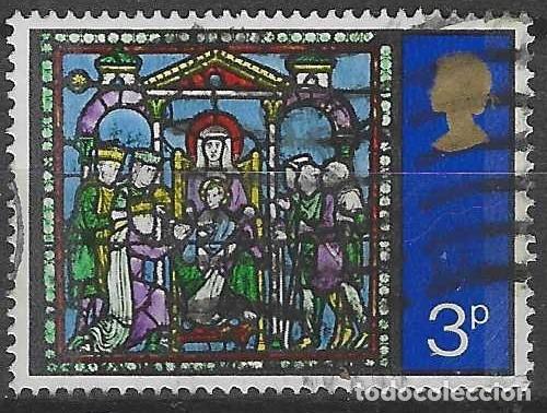 Sellos: GRAN BRETA&Ntilde;A 1971 - NAVIDAD, VIDRIERAS DE LA CATEDRAL DE CANTERBURY, 3P - USADO