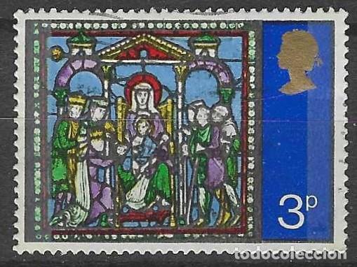 Sellos: GRAN BRETA&Ntilde;A 1971 - NAVIDAD, VIDRIERAS DE LA CATEDRAL DE CANTERBURY, 3P - USADO