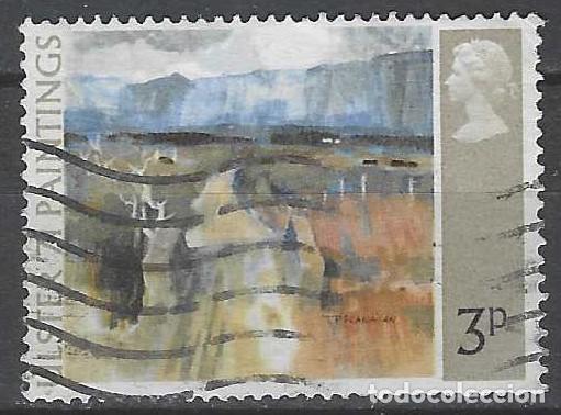 Sellos: GRAN BRETA&Ntilde;A 1971 - CUADROS DE PINTORES IRLANDESES, &rdquo;RUTA DE LA MONTA&Ntilde;A&rdquo;, FLANAGAN - USADO