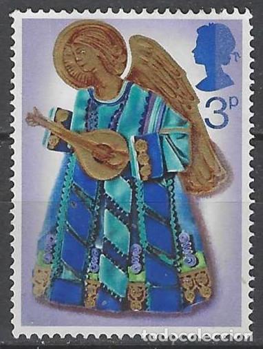 Sellos: GRAN BRETA&Ntilde;A 1972 - NAVIDAD, &Aacute;NGEL CON LA&Uacute;D - MSG