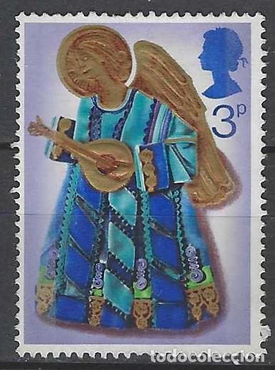 Sellos: GRAN BRETA&Ntilde;A 1972 - NAVIDAD, &Aacute;NGEL CON LA&Uacute;D - MSG