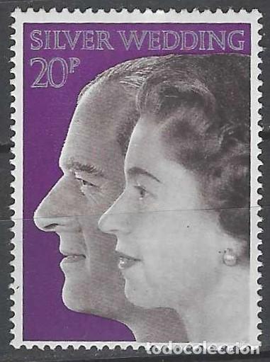 Sellos: GRAN BRETA&Ntilde;A 1972 - BODAS DE PLATA DE LA REINA ISABEL II Y EL PR&Iacute;NCIPE PHILLIP, 20P - MNH**