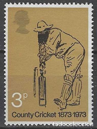 Sellos: GRAN BRETA&Ntilde;A 1973 - CENTENARIO DEL ESTABLECIMIENTO DE LAS REGLAS DEL CRICKET, 3P - MSG