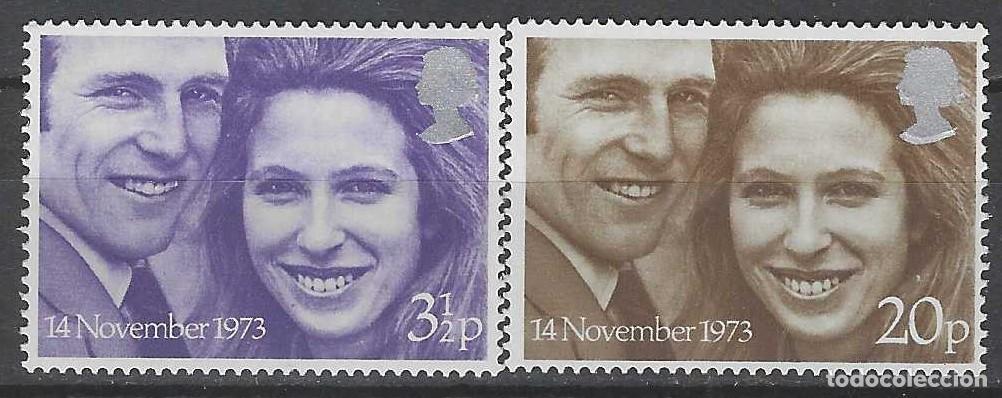 Sellos: GRAN BRETA&Ntilde;A 1973 - BODA DE LA PRINCESA ANA CON EL CAPIT&Aacute;N MARK PHILIPS, S.COMPLETA - MNH**