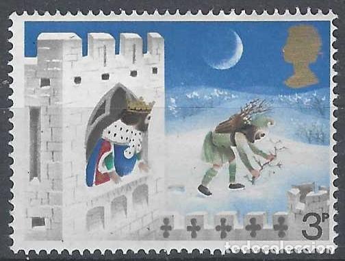 Sellos: GRAN BRETA&Ntilde;A 1973 - NAVIDAD, CUENTO POPULAR, EL REY VE AL CAMPESINO RECOGER LE&Ntilde;A - MNH**