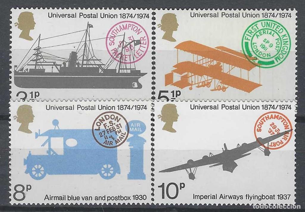 Sellos: GRAN BRETA&Ntilde;A 1974 - CENTENARIO DE LA UNI&Oacute;N POSTAL, U.P.U., S.COMPLETA - MNH**