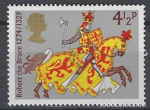 Sellos: GRAN BRETA&Ntilde;A 1974 - CABALLER&Iacute;A MEDIEVAL, ROBERT DE BRUCE, CONDE DE CARRICK - MNH**