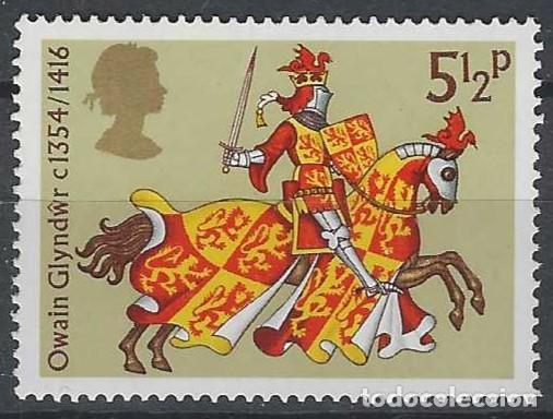 Sellos: GRAN BRETA&Ntilde;A 1974 - CABALLER&Iacute;A MEDIEVAL, OWAIN GLYNDWR, PR&Iacute;NCIPE DE GALES - MNH**