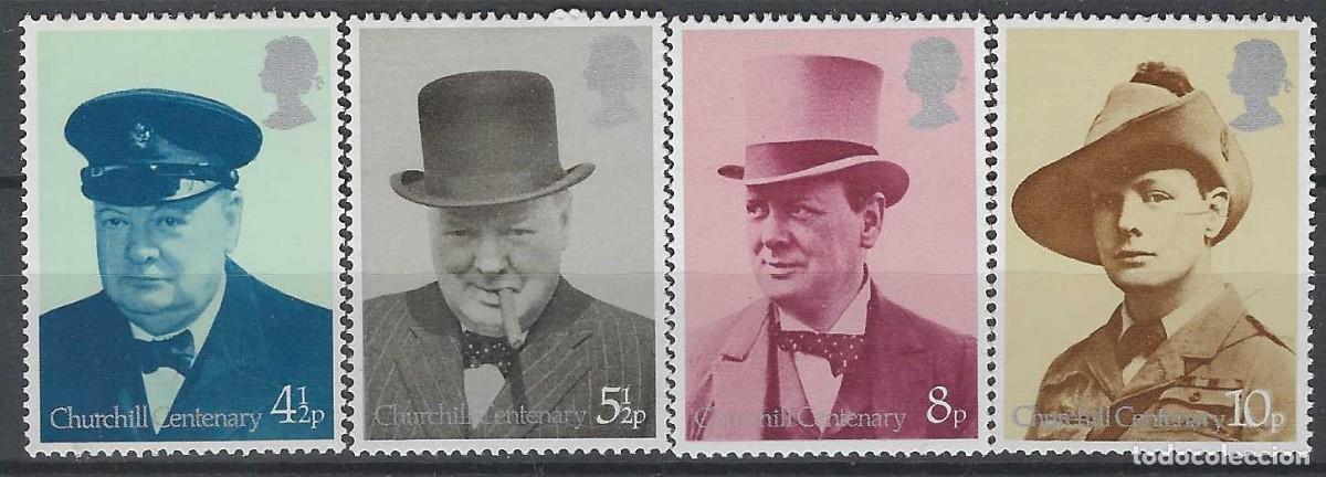 Sellos: GRAN BRETA&Ntilde;A 1974 - CENTENARIO DEL NACIMIENTO DE SIR WINSTON SPENCER CHURCHILL, S.COMPLETA - MNH**