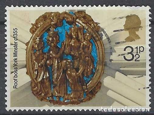 Sellos: GRAN BRETA&Ntilde;A 1974 - NAVIDAD, ADORNOS DE LAS VOLUTAS DE LAS IGLESIAS, CATEDRAL DE YORK - USADO