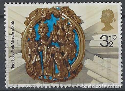 Sellos: GRAN BRETA&Ntilde;A 1974 - NAVIDAD, ADORNOS DE LAS VOLUTAS DE LAS IGLESIAS, CATEDRAL DE YORK - USADO