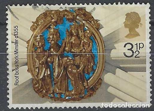 Sellos: GRAN BRETA&Ntilde;A 1974 - NAVIDAD, ADORNOS DE LAS VOLUTAS DE LAS IGLESIAS, CATEDRAL DE YORK - USADO