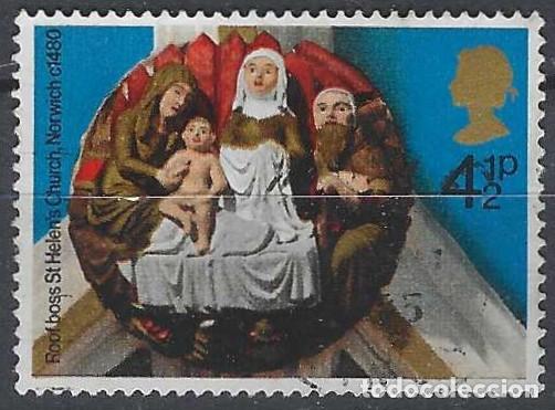 Sellos: GRAN BRETA&Ntilde;A 1974 - NAVIDAD, ADORNOS DE LAS VOLUTAS DE LAS IGLESIAS, STA. ELENA, NORWICH - USADO