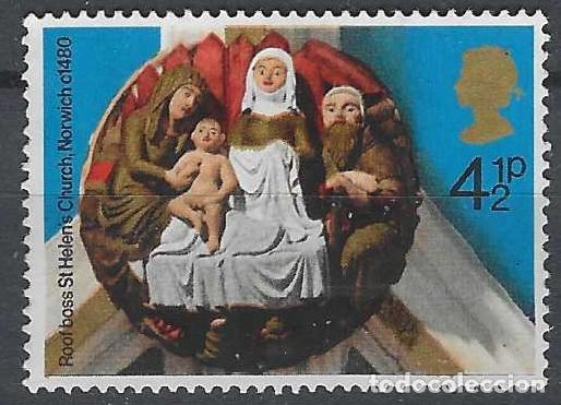 Sellos: GRAN BRETA&Ntilde;A 1974 - NAVIDAD, ADORNOS DE LAS VOLUTAS DE LAS IGLESIAS, STA. ELENA, NORWICH - USADO