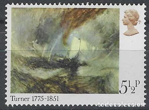 Sellos: GRAN BRETA&Ntilde;A 1975 - PINTURA, &rdquo;TEMPESTAD DE NIEVE EN EL PUERTO&rdquo; DE J.M.W.TURNER - MNH**