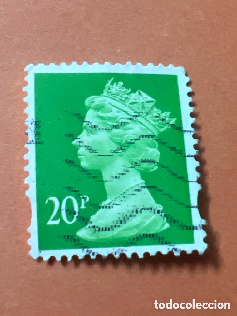 Sellos: S19. GRAN BRETA&Ntilde;A 1996 - SERIE BASICA REINA ELISABETH - 20 PENNYS VERDE CLARO