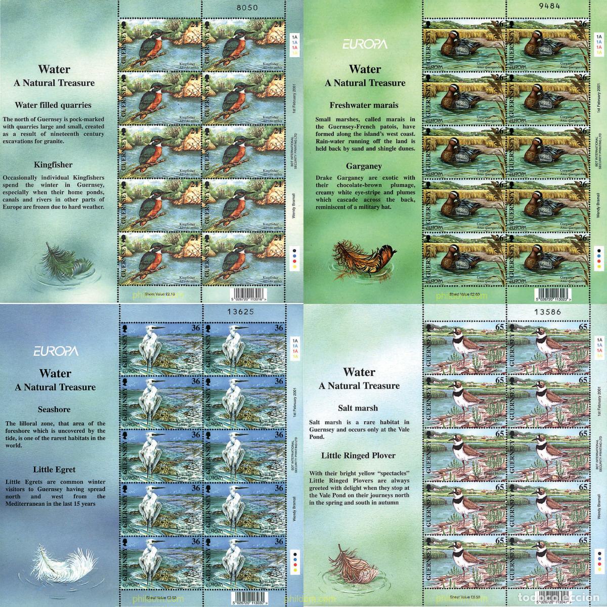 Sellos: 8704 MNH GUERNSEY 2001 EUROPA CEPT. EL AGUA, RIQUEZA NATURAL