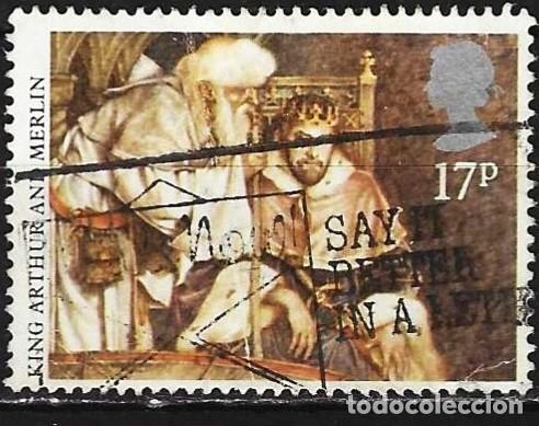 Sellos: Gran Breta&ntilde;a 1985 - Mi 1039 - YT 1190 - El rey Arturo y Merl&iacute;n