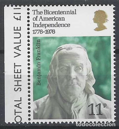 Sellos: GRAN BRETA&Ntilde;A 1976 - 2&ordm; CENTENARIO DE LA INDEPENDENCIA DE ESTADOS UNIDOS - MNH**