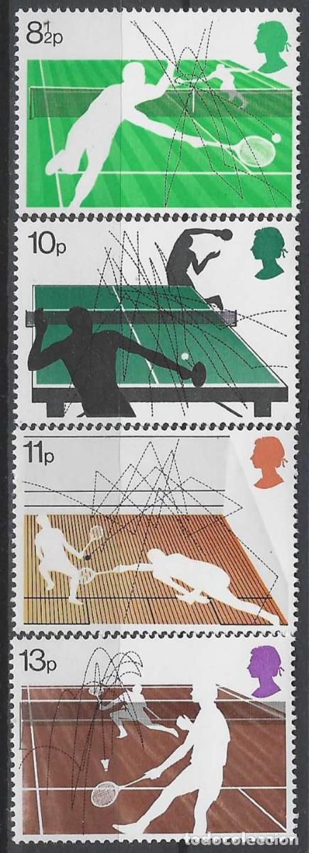 Sellos: GRAN BRETA&Ntilde;A 1977 - DEPORTES DE RAQUETA, S.COMPLETA - MNH**