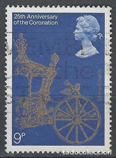 Sellos: GRAN BRETA&Ntilde;A 1978 - 25&ordm; ANIV. DE LA CORONACI&Oacute;N DE ISABEL II, CARROZA DORADA - USADO