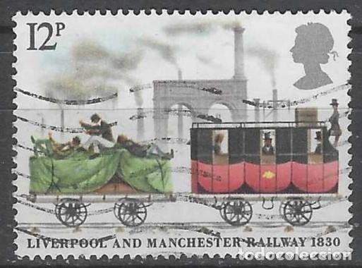 Sellos: GRAN BRETA&Ntilde;A 1980 - 150&ordm; ANIV. DEL TRAYECTO FERROVIARIO LIVERPOOL-MANCHESTER - USADO