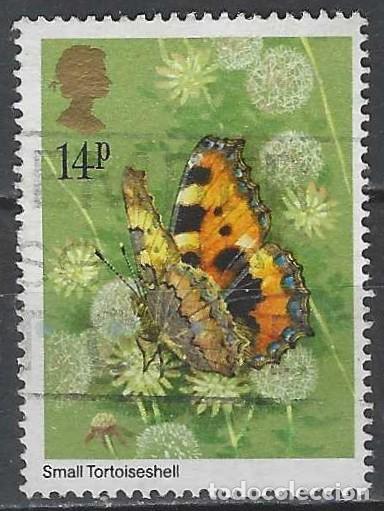 Sellos: GRAN BRETA&Ntilde;A 1981 - FAUNA, MARIPOSAS, MARIPOSA DE LA ORTIGA - USADO