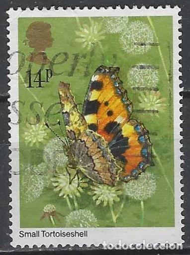 Sellos: GRAN BRETA&Ntilde;A 1981 - FAUNA, MARIPOSAS, MARIPOSA DE LA ORTIGA - USADO