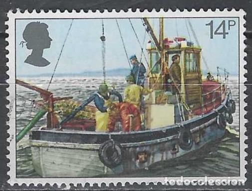 Sellos: GRAN BRETA&Ntilde;A 1981 - CENTENARIO DE LA REAL MISI&Oacute;N NACIONAL DE PESCADORES, ATRACANDO - USADO