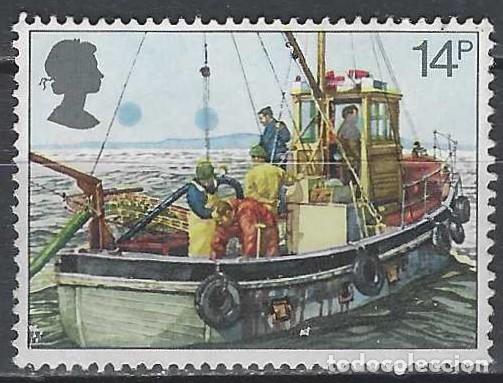 Sellos: GRAN BRETA&Ntilde;A 1981 - CENTENARIO DE LA REAL MISI&Oacute;N NACIONAL DE PESCADORES, ATRACANDO - USADO