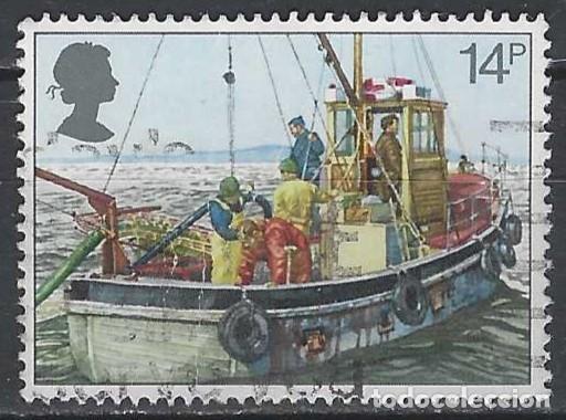 Sellos: GRAN BRETA&Ntilde;A 1981 - CENTENARIO DE LA REAL MISI&Oacute;N NACIONAL DE PESCADORES, ATRACANDO - USADO