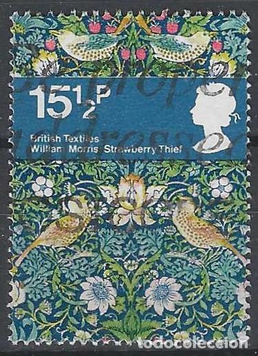 Sellos: GRAN BRETA&Ntilde;A 1982 - DISE&Ntilde;OS TEXTILES &rdquo;LADRONES DE FRESAS&rdquo; - USADO