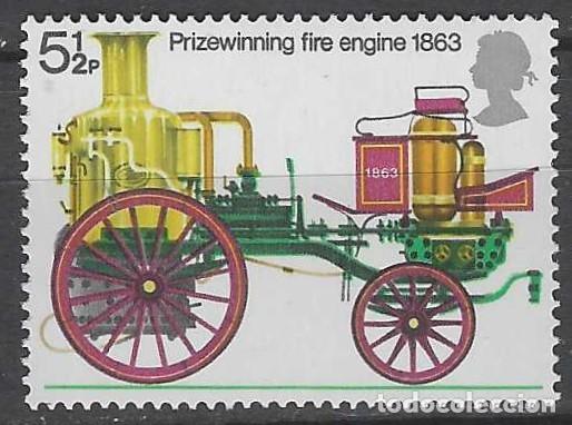 Sellos: GRAN BRETA&Ntilde;A 1974 - 2&ordm; CENTENARIO DE LA LEY SOBRE PROTECCI&Oacute;N DE INCENDIOS, CAMI&Oacute;N DE 1863 - MNH**