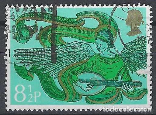 Sellos: GRAN BRETA&Ntilde;A 1975 - NAVIDAD, &Aacute;NGELES M&Uacute;SICOS, MANDOLINA - USADO