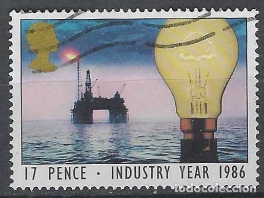 Sellos: GRAN BRETA&Ntilde;A 1986 - A&Ntilde;O INTERNACIONAL DE LA INDUSTRIA, EXTRACCI&Oacute;N DE PETR&Oacute;LEO Y BOMBILLA - USADO
