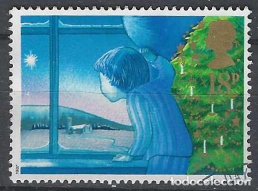 Sellos: GRAN BRETA&Ntilde;A 1987 - NAVIDAD, ESPERANDO A SANTA CLAUS - USADO