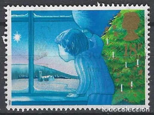 Sellos: GRAN BRETA&Ntilde;A 1987 - NAVIDAD, ESPERANDO A SANTA CLAUS - USADO